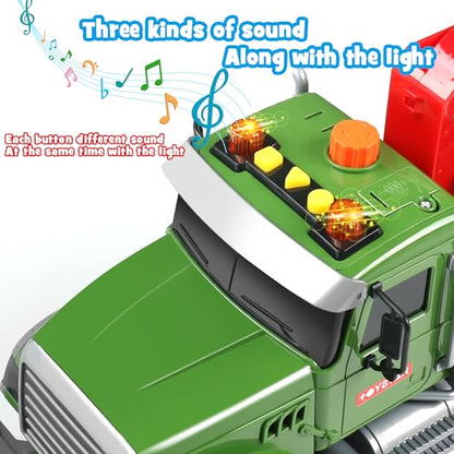 Dwi Dowellin Kids Toys for 3 4 5 6 7 Years Old Boys,15" Large Timber Truck with Loading Crane and 6 Trunks,Birthday Gifts for Boy Toddler Child - style: farm truck