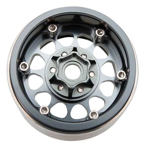 MEUS RACING 1.9 Beadlock Wheels Rims Deep-Dish Wheel for Axial SCX10 Traxxas TRX4 Vanquish VS4-10 Redcat Gen8 1/10 RC Crawler Upgrades (Style A, Titanium) - color: Style A, Titanium