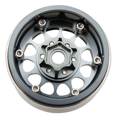 MEUS RACING 1.9 Beadlock Wheels Rims Deep-Dish Wheel for Axial SCX10 Traxxas TRX4 Vanquish VS4-10 Redcat Gen8 1/10 RC Crawler Upgrades (Style A, Titanium) - color: Style A, Titanium