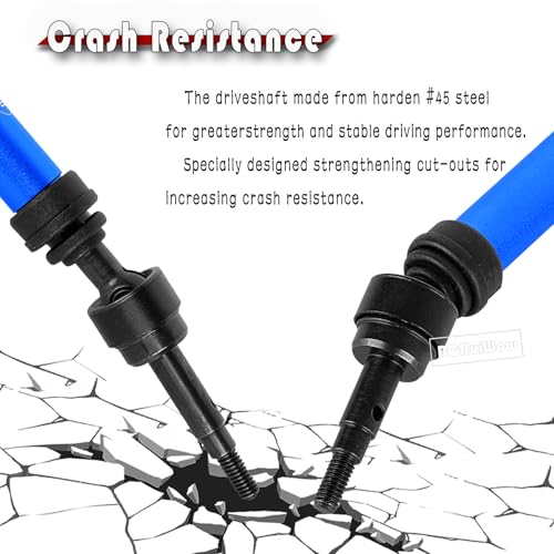 RC Driveshafts Axles Upgrades Part for 1/10 4WD Slash 4x4(VXL),Rustler 4x4(VXL),Stampede 4x4(VXL),Jat0 4X4(VXL),Steel Front Rear CVD Drive Shaft Hops Up,Replace #9051#9052,Navy Blue