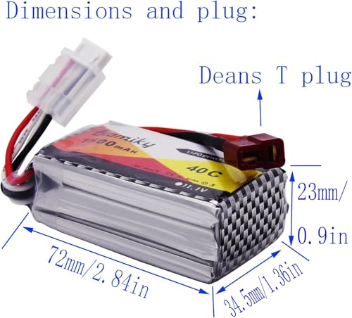 Blomiky 2 Pack 11.1V 1500mAh 35C Lipo Battery with T Plug for RC Airplane, RC Helicopter, RC Car Truck, RC Boat and Quadcopter Drone 11.1V 1500mAh T 2