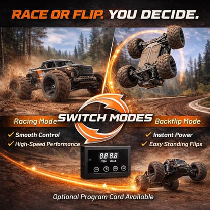 UDIRC 1610S 56+ MPH Brushless RC Car for Adults, Standing Backflip in Stock Setup, All Terrain Fast RC Truck, 1:16 4WD Monster Truck, 3S Battery and Programming Card Included, RTR - color: With Battery and Esc Card
