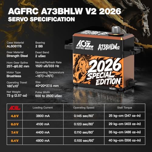 AGFRC 40KG High-Torque RC Servo Motor - Year for the Horse, Waterproof Brushless Digital Standard Servo for 1/10 RC Cars (A73BHLW V2 2026 Special Edition) - style: A73BHLW V2 2026 Special Edition