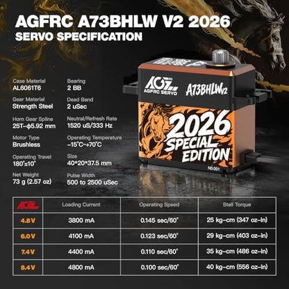 AGFRC 40KG High-Torque RC Servo Motor - Year for the Horse, Waterproof Brushless Digital Standard Servo for 1/10 RC Cars (A73BHLW V2 2026 Special Edition) - style: A73BHLW V2 2026 Special Edition