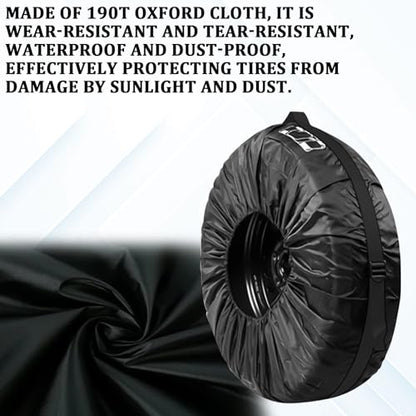 Spare Tire Bag with Adjustable Elastic Strap Car Dustproof Tires Protector for All Seasons, 26" Oxford Cloth Tire Sunproof 13"-18" Spare Tires Storage Bag, Universal for Most Cars (Small)