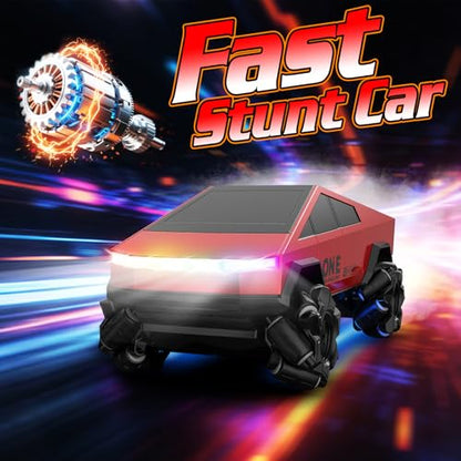 Gesture Sensing RC Drift Car, RC Stunt Car 360°Rotating Drifting RC Cars 1/28 4WD Drift RC Stunt Cars with Colorful Light 2.4GHz Remote Control Truck Gifts Toy for Kids Boys 8-12 - color: Red