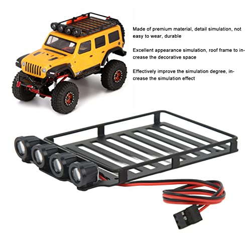RC Metal Roof Rack Luggage Carrier for Axial SCX24 1/24 RC crawle rwith Four White LED Lights 4.3 x 2.6in for Enthusiasts Scale Model Hobbyists - size: Round Lamp