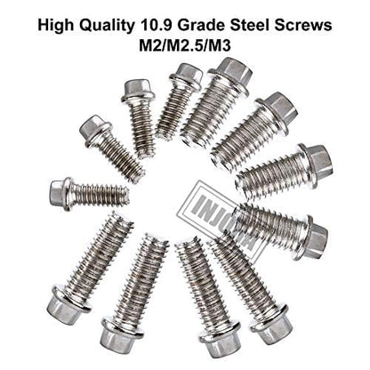 INJORA 300PCS M2 M2.5 M3 Metal Screw Kit for 1.9" 2.2" Beadlock Wheel(setA)