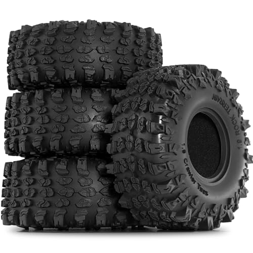 4PCS 1.9" Crawler Climbing Tires OD 4.65'' 1/10 RC Crawler Rubber Tires for Traxxas TRX4 Axial SCX10 90046 SCX10 Tamiya CC01 D90 Redcat Gen7/8 1/10 RC Crawler Car