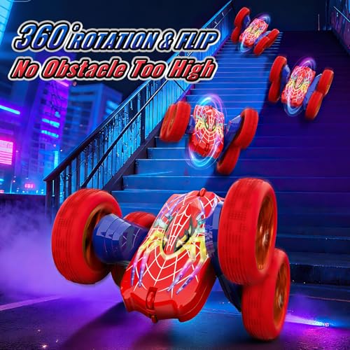 360°Flip Rc Cars Toys with Glowing Hero Eyes & Legs, 2.4GHz Drift Stunt Remote Control Car, 4WD & Double-Sided Race Car, Birthday Gifts Toys for 3 4 5 6 7 8 9 10 11+ Year Old Boys Age 3-4 4-6 6-8 8-12