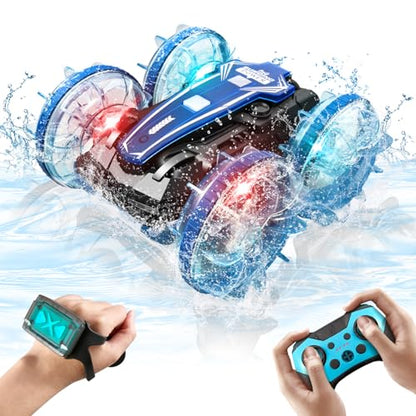 Amphibious Remote Control Car,Water Beach Pool Toy,2.5GHz 4WD 360° Rotation,Waterproof Gesture RC Stunt Car, Birthday Gift for 6-12 Years Old Boys Girls