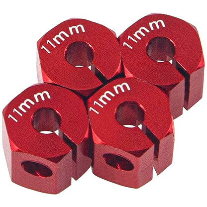 Aluminum Alloy 12mm Wheel Hex Hub Drive Adapters with Pins Screws Compatible with Axial SCX10 HSP HPI Tamiya Redcat 1/10 RC Crawler Car (11mm, Red) - color: Red, size: 11mm