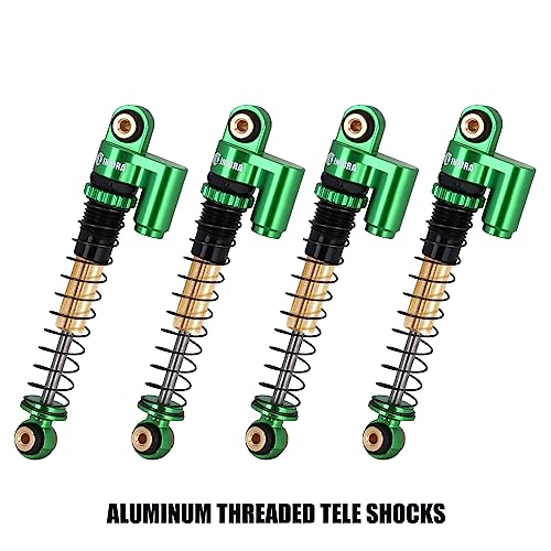 INJORA 43mm Aluminum Threaded Double Barrel Shocks for Axial SCX24（Green） - color: Green