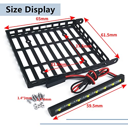 MORLORDY Stainless Steel RC Roof Rack Luggage Rack with LED Light Bar Screw Set for 1/24 RC Crawler Car Accessories SCX24 Upgrades Gladiator AXI00005 Parts