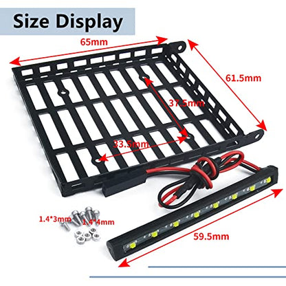 MORLORDY Stainless Steel RC Roof Rack Luggage Rack with LED Light Bar Screw Set for 1/24 RC Crawler Car Accessories SCX24 Upgrades Gladiator AXI00005 Parts