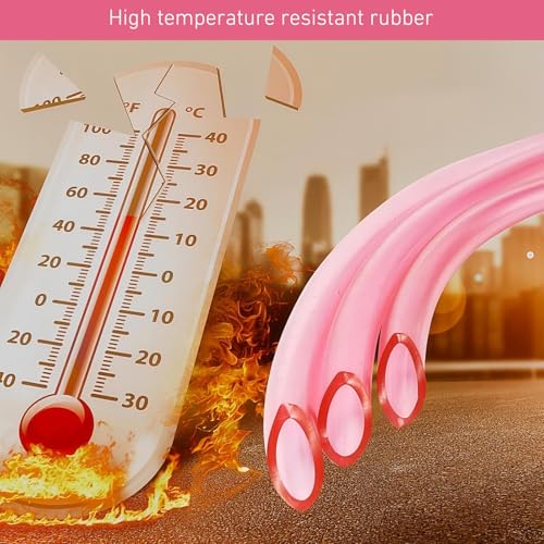Fuel Line Hose Tube, 0.2" ID 9.84ft Flexible Carburetor Fuel Vent Line, Waterproof Rubber Petrol Fuel Gas Lines Pipe Hose Tubing, Compatible with Motorcycle ATV Dirt Bike (Pink)