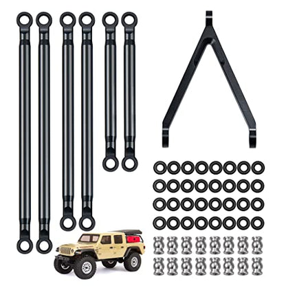 Maleonn RC Aluminum Alloy Suspension Links Rod Link Chassis Linkage for 1/24 RC Crawler Car SCX24 Links Upgrades AXI00005 Accessories - Black - color: Black