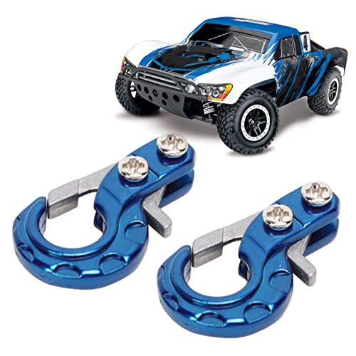 RC Winch Trailer Hook Set 2Pcs, 0.9x0.5in/2.3x1.3cm | Aluminum Alloy | 1/10 Crawler Truck | SCX10 D90 Compatible | Simulation Design | RC Car Accessory(Blue) - color: Blue