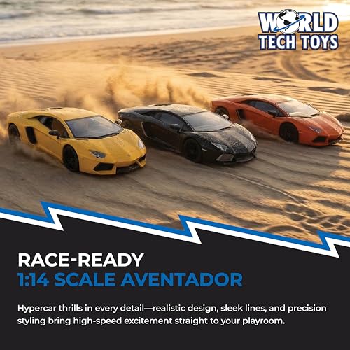 World Tech Toys Lamborghini Aventador 1:14 RTR Electric RC Car – Officially Licensed Supercar – Full Function 2.4 GHz Remote Control – Kids 6+