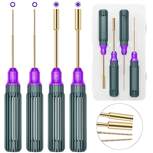 OGRC Hex Screw Driver Set 0.05inch 1.5mm Hex Driver 4mm 5mm RC Hex Nut Driver Hexagon Allen Screwdriver Wrench RC Tool Kit for SCX24/TRX4M 1/18 1/24 RC Model RC Helicopter Drone Boat Car - 4PCS