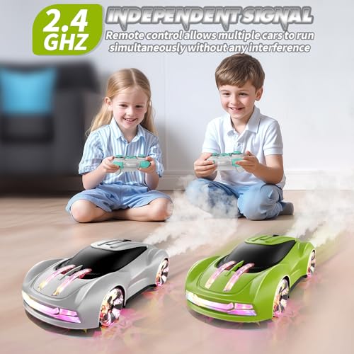 Dwi Dowellin Gesture Sensing RC Stunt Car,Drift Remote Control with Light Spray & Music - Boys Toys Age 6-8-12, Cool Birthday Gifts for Kids Age 7 8 9 10 11 12 Years Old(Green) - color: Green