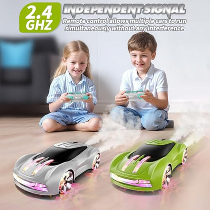 Dwi Dowellin Gesture Sensing RC Stunt Car,Drift Remote Control with Light Spray & Music - Boys Toys Age 6-8-12, Cool Birthday Gifts for Kids Age 7 8 9 10 11 12 Years Old(Green) - color: Green