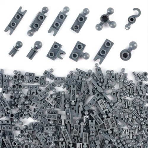 Connector Ball Joints Socket Plate - 250pcs Bricks Bulk Parts and Pieces, 1x1 1x2 Tow Ball and Ball Socket Building Block Dark Gray - color: Dark Gray