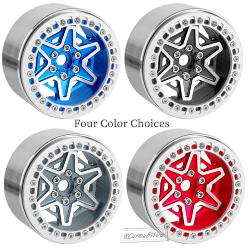 2.2" RC Beadlock Wheels, Aluminum Alloy Rims Compatible with 1/10 SCX10 Capra TRX4 Gen8 Everest Gen7 Pro AMG 6x6 Off-Road Truck,RCarmubWow 2.2 Beadlock Wheel for 1/10 Rock Crawler,Titanium - color: Titanium(4pcs)