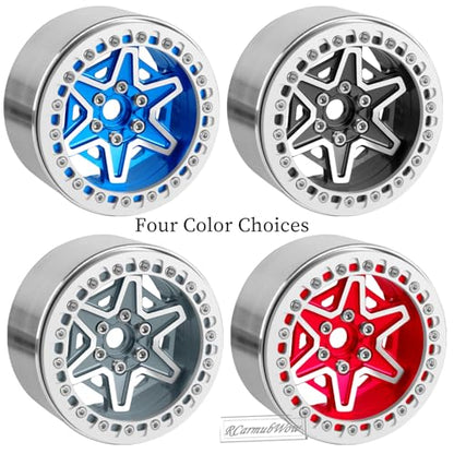 2.2" RC Beadlock Wheels, Aluminum Alloy Rims Compatible with 1/10 SCX10 Capra TRX4 Gen8 Everest Gen7 Pro AMG 6x6 Off-Road Truck,RCarmubWow 2.2 Beadlock Wheel for 1/10 Rock Crawler,Titanium - color: Titanium(4pcs)