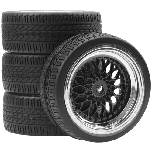 ShareGoo RC 1/10 On Road Tires & Wheel 12mm Hex Plastics Rims Compatible with Tamiya TT01 TT02 Kyosho Sakura D3 Traxxas 4Tec 2.0 1/10 RC On Road Racing & Touring Car (OD 66mm) - color: Od 66mm