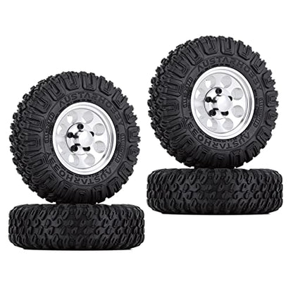 4PCS 1.55inch Tyres Beadlock Plastic Wheel Rims Hub Rubber Tires Set Compatible with 1:10 RC Crawler Axial AX90069 D90 TF2 Tamiya CC01 LC70 MST JIMNY (White) - color: 85mm-white