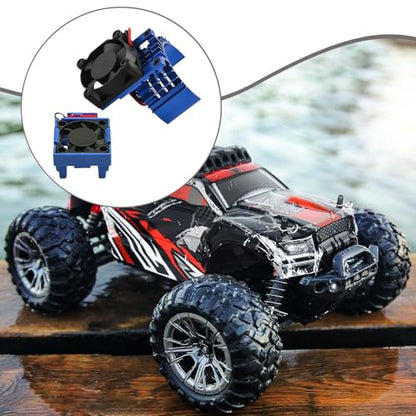 1/10 RC Car ESC Cooling Fan and Motor Fan Set Aluminum Alloy Replacement Professional Accessories RC Car Parts for Rustler, Blue