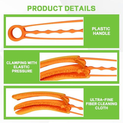 4PCS Blind Cleaner Duster Tool, Washable 7-Finger Window Venetian Blind Shutter Duster Brush, Hand-Held Automotive Cleaning Tool for Blinds, A/C Vent, Keyboard, Car Accessories (Orange)