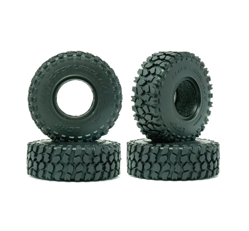 Little Guy Racing Parts Black Label M/T (57mm) 1.0 Inch Tires Compatible with 1/24 RC Axial SCX24, RGT, Element, Enduro, URUAV (4 Tires per Order), Black, 57mmx19mmR1 + Free LGRP Sticker