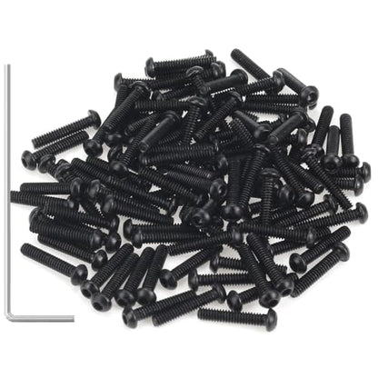 105 Pieces M2 x 10mm Button Head Socket Cap Screws, Thread Pitch 0.4mm, Sutemribor M2 Black Screws, 10.9 Grade Alloy Steel, Black Oxide Finish, Fully Threaded - size: M2 x 10mm, style: Button Head