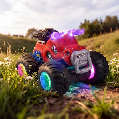 Remote Control Monster Truck Toys - 1000mAh Battery RC Stunt Car (Red) | 2.4GHz Remote Control, Flat & Upright 360° Spins, Trucks for Kids Ages 4-12, Birthday & Holiday Gifts for Boys & Girls - color: Red