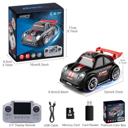 OBEST 2.4" Screen FPV Mini RC Car with Camera, Rechargeable 360° Drift Kids | Remote Control Car with 8G Card, Dual Control via Remote & App Controlled Vehicles, Follow/Escape/Demo Modes