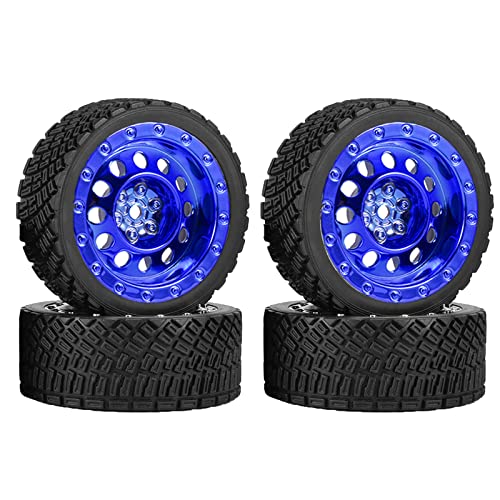 4PCS 65mm RC Rally Car Rubber Tires and Plastic Vintage Wheel Rims 12mm Hex Compatible with 1/10 RC On-Road Rally Racing Car for Tamiya Sakura HSP HPI WR8 TT02 WLtoys RC Parts(Blue) - color: Vintage Blue