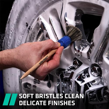 VIKING Car Detailing Brush Set for Car Cleaning Kit, Super-Soft Bristles for Exterior Detail, Includes Small, Medium, and Large Diameter Brush Heads, 3 Pack, Blue - color: Blue