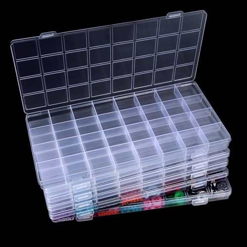 32-Grid Clear Plastic Beads Jewelry Organizer Box Small Parts Storage-6pack - color: 6 pack