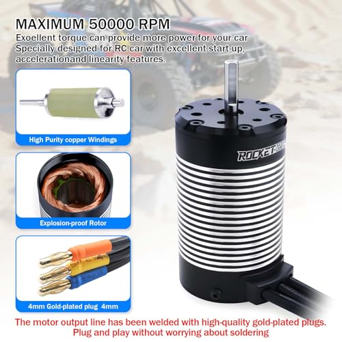 Surpass Hobby K4068 Brushless Motor1900kv 4-Pole Waterproof Design for 1/8 Truck Racing Car Buggy - style: 4068 Motor 1900kv