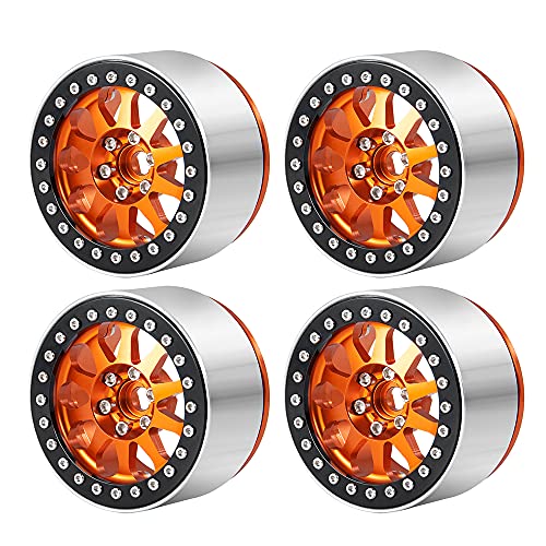 Benedict Harry 4Pcs Alloy 2.2" Beadlock Wheel Rims for 1/10 Axial SCX10 RR10 Wraith 90048 90018 TRX4 RC Crawler Car (Orange) - color: Orange