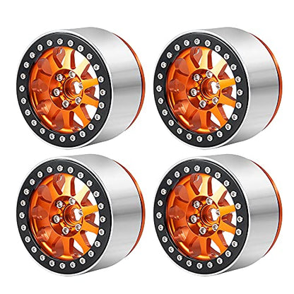 Benedict Harry 4Pcs Alloy 2.2" Beadlock Wheel Rims for 1/10 Axial SCX10 RR10 Wraith 90048 90018 TRX4 RC Crawler Car (Orange) - color: Orange