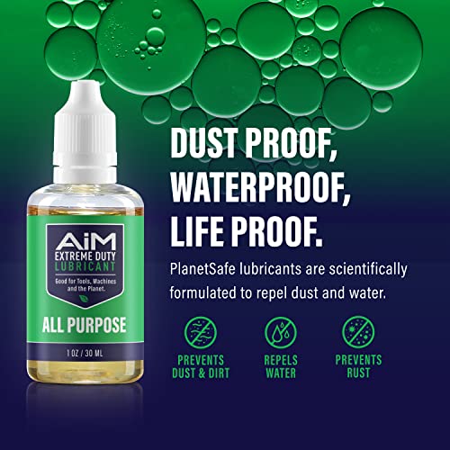 Planet Safe AIM Extreme Duty Lubricant (Small Bundle 1oz + 4oz) Made in The USA. Multi-Purpose for Home, Garage, Doors, Hinges, Gym Equipment - Penetrates, Cleans, Lubricates, Protects, 3 in 1 Oil - size: AiM | Bundle | Small