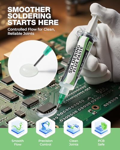 Solder Flux Paste & Desoldering Wick: No Clean Rosin Handy Flux Syringe + Solder Wick Braid Circuit Board Electrical Repair Soldering Accessories Kit, Electronics Soldering Supplies & Desoldering Tool
