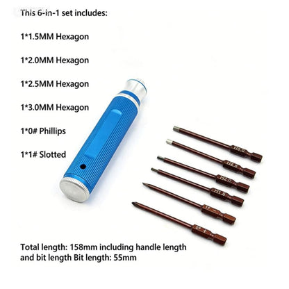 RC Car Repair Tool Set: Hex Screwdrivers 1.5MM, 2.0MM, 2.5MM, 3.0MM; Phillips Small Socket; Tie Rod Adjustment Tool Suitable for RC Cars and Drone Repair Screwdriver Set （Blue） - color: Blue