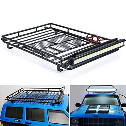 RC-Hub 1/10 Scale Roof Rack Luggage Carrier with LED Lights Bar 232 * 153mm RC Upgrade Parts for 1/10 Axial SCX10 SCX10 II III Wrangler 90046 AXI03007 RC Crawler Car | 232 * 153mm Luggage Carrier,White Lights Bar,RC Upgrade Parts