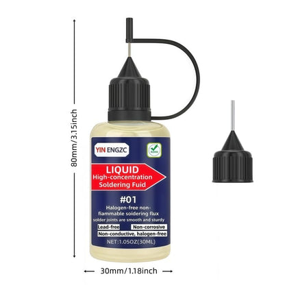 Liquid Solder Flux 30mL (1.05 Oz), No Clean Liquid Soldering Flux, Electrical Rosin Flux Solder, Liquid Flux Soldering Fluid in Squeeze Dropper Bottle.