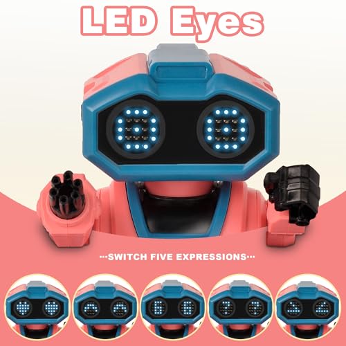 Interactive Smart Robot Toys, Rechargeable Remote Control Emo Robot, Pink | Rechargeable Remote Control, Learning Gesture Sensing, Auto-Demonstration, Music and Dance, Shining LED Eyes, For Kids 3-5 - color: 103 Pink