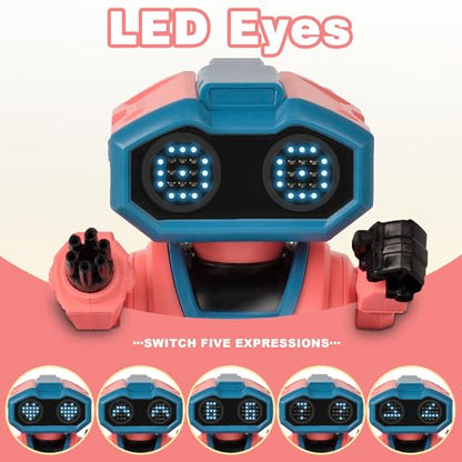 Interactive Smart Robot Toys, Rechargeable Remote Control Emo Robot, Pink | Rechargeable Remote Control, Learning Gesture Sensing, Auto-Demonstration, Music and Dance, Shining LED Eyes, For Kids 3-5 - color: 103 Pink